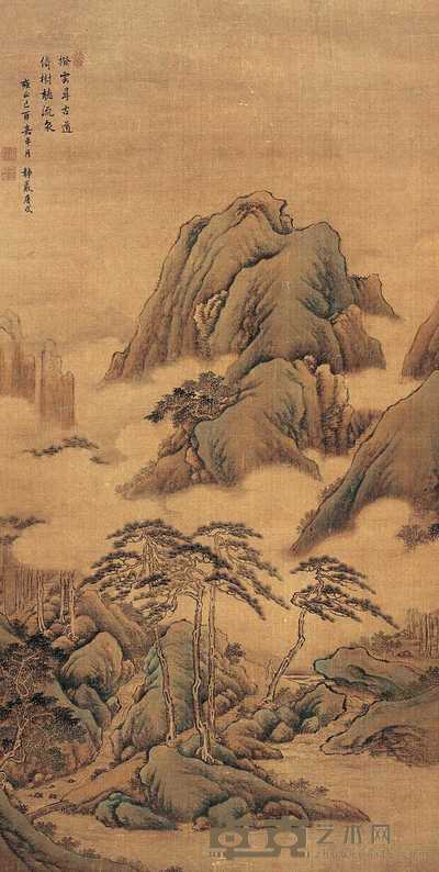 唐岱 己酉（1729年）作 秋山松云图 片 88×45cm
